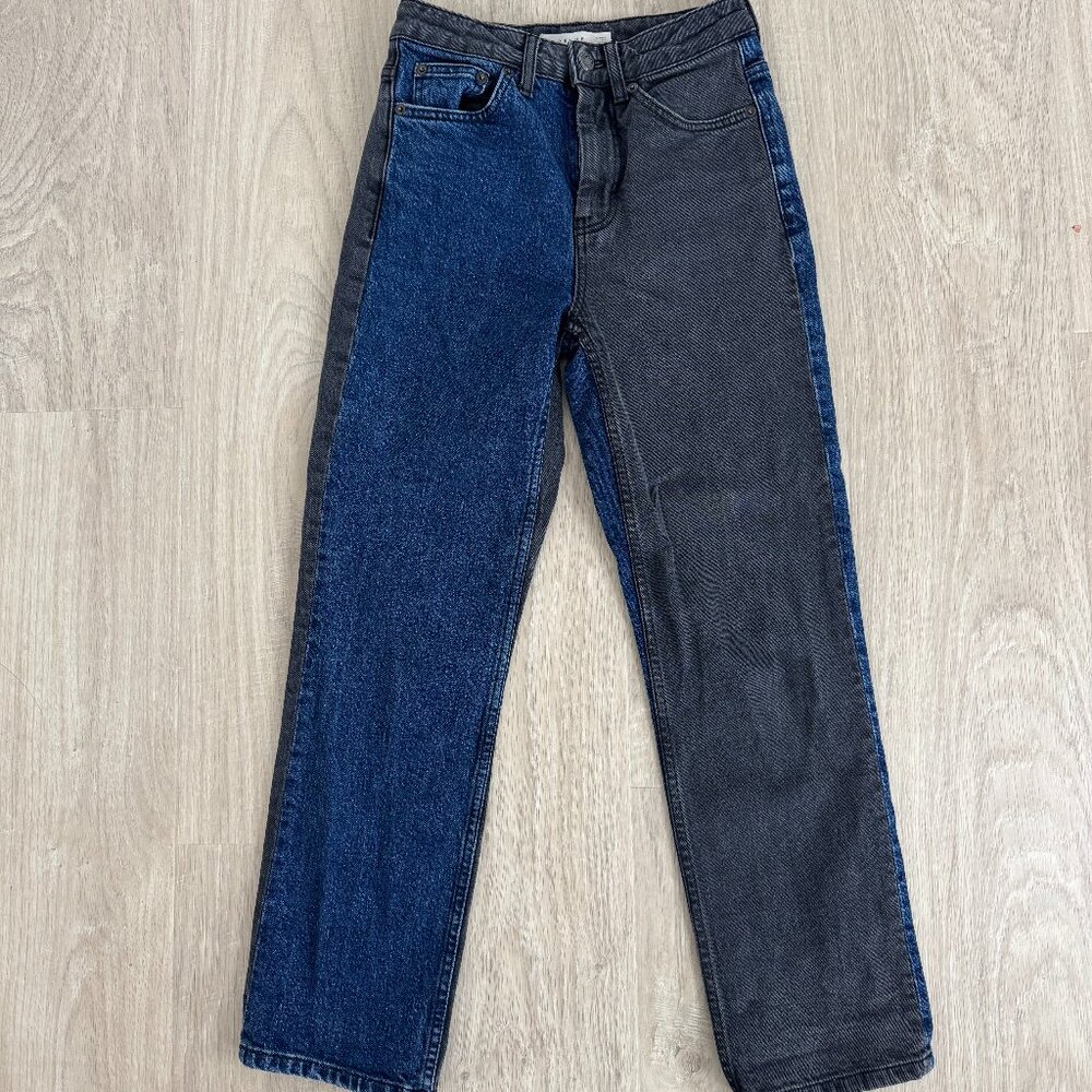 Topshop straight jean size 25 blue and grey